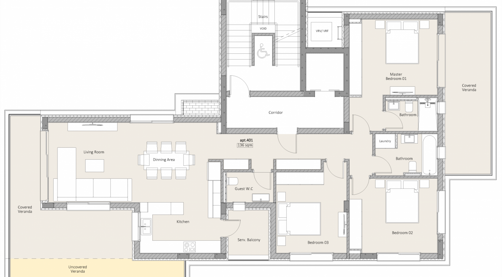 Bella Aria Residence, Apt. 401. A 3-Bedroom Whole-Floor Apartment in the City Center  - 7